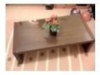 IKEA coffee table is in walnut effect with tempered....